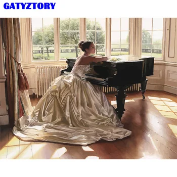 

GATYZTORY Frame Picture Painting By Numbers Kit Play Piano Acrylic Paint By Numbers For Adults Home Wall Art Picture Unique Gift