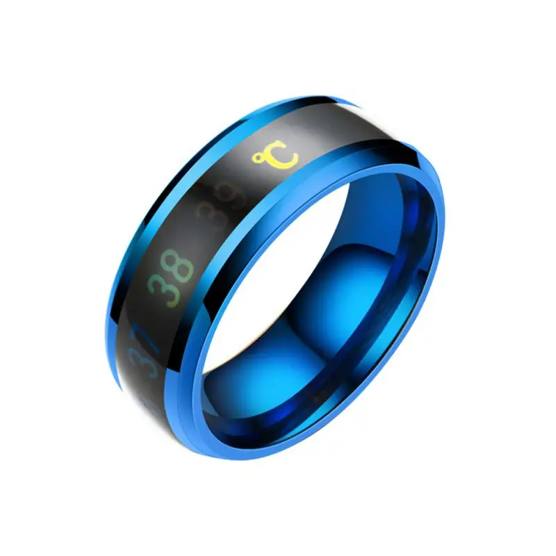 Waterproof Temperature Sense Ring Bracelet Intelligent Smart Ring Finger Wear Changing Color Temperature Ring Size 9-13 - Цвет: C