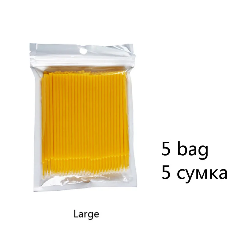 Fadvan 100 шт./лот Микро Кисти для ресниц щетки для нанесения клея Наращивание ресниц без ворса одноразовые аппликаторы палочки инструменты для макияжа - Handle Color: Yellow-5