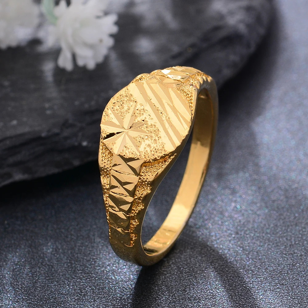 Dubai Small Gold Color Rings For Women Ethiopian Bracelets Wedding Jewelry African Gifts Gold Color Islam Middle East Gold Ring