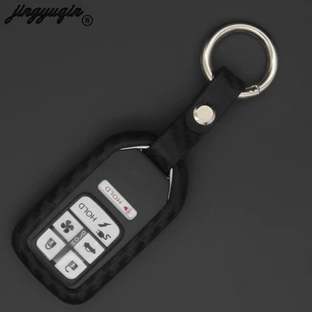 

jingyuqin Carbon Silicone Car Remote Key Cover Case for Honda CRV Pilot Accord Civic Fit Freed Jazz BRV HRV Vezel City Keyless