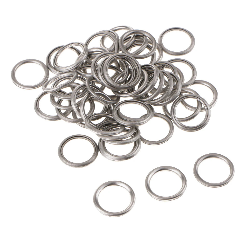 50Pcs 14mm Metal Oil Drain Plug Crush Washer Gaskets For Mitsubishi V5 V6