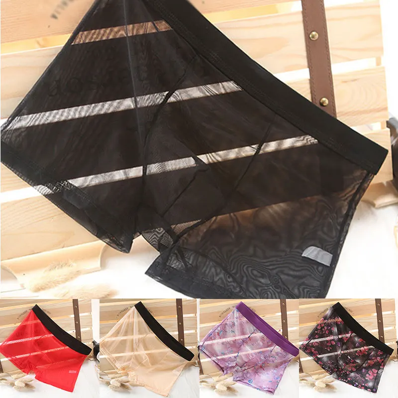 

Male Seamless Sexy Underpants Ultra-thin Transparent Underwear Mid-rise Boxershorts Sexy Men Panties Men Boxers Soft Home Pants