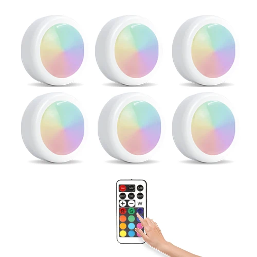 Светодиодный светильник RGB 12 цветов с сенсорным датчиком и батарейным питанием, беспроводной кухонный шкаф для лестницы, Ночной Настенный светильник - Испускаемый цвет: 6 pcs Lamp 1Remote