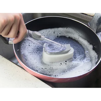 

Kitchen Dish Scrubber Soap Automatic Dispenser Dishwashing Scrubber Sink Brush with Soap Handle LB88