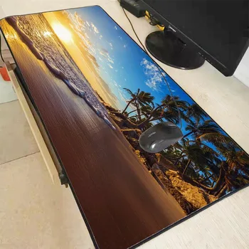 

XGZ Palm Seaside Sunset Large Gaming Mouse Pad Lock Edge Mouse Mat Keyboard Pad Desk Mat Table Mat for Laptop Notebook LOL CSGO