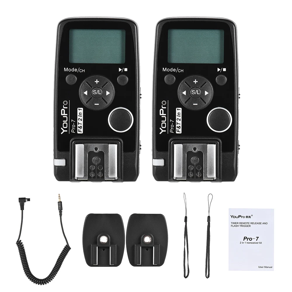 YouPro Pro-7 триггер вспышки 2в1 беспроводной спуск затвора с таймером дистанционного управления с N3 2,5 мм ПК Синхронизация и спуск затвора кабель для камер Canon