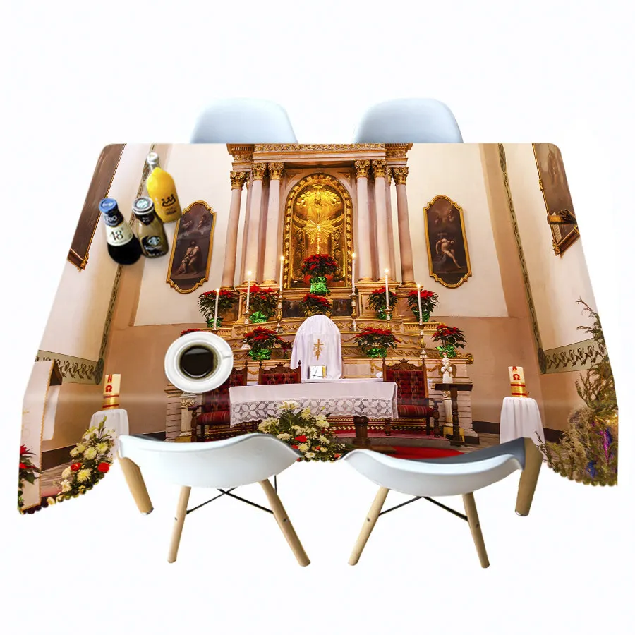 Style F Утолщенная хлопковая Рождественская скатерть, 3D светильник, елочка, рождественские чулки, Каминный узор, прямоугольная/круглая скатерть - Цвет: Style F