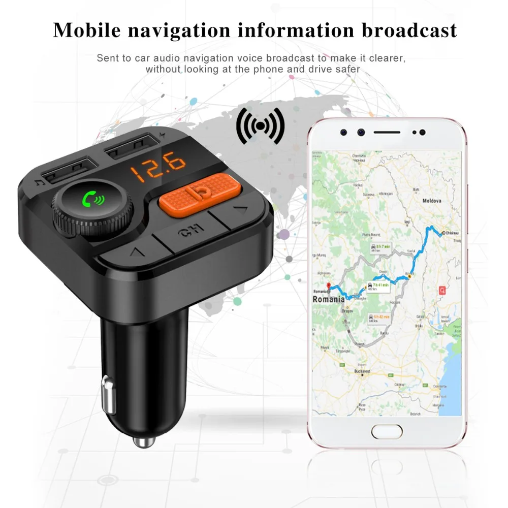 Автомобильный fm-передатчик Bluetooth 5,0 беспроводной fm-модулятор телефон автомобильный зарядка MP3-плеер автомобильные аксессуары Hands Free Звонки TF карта