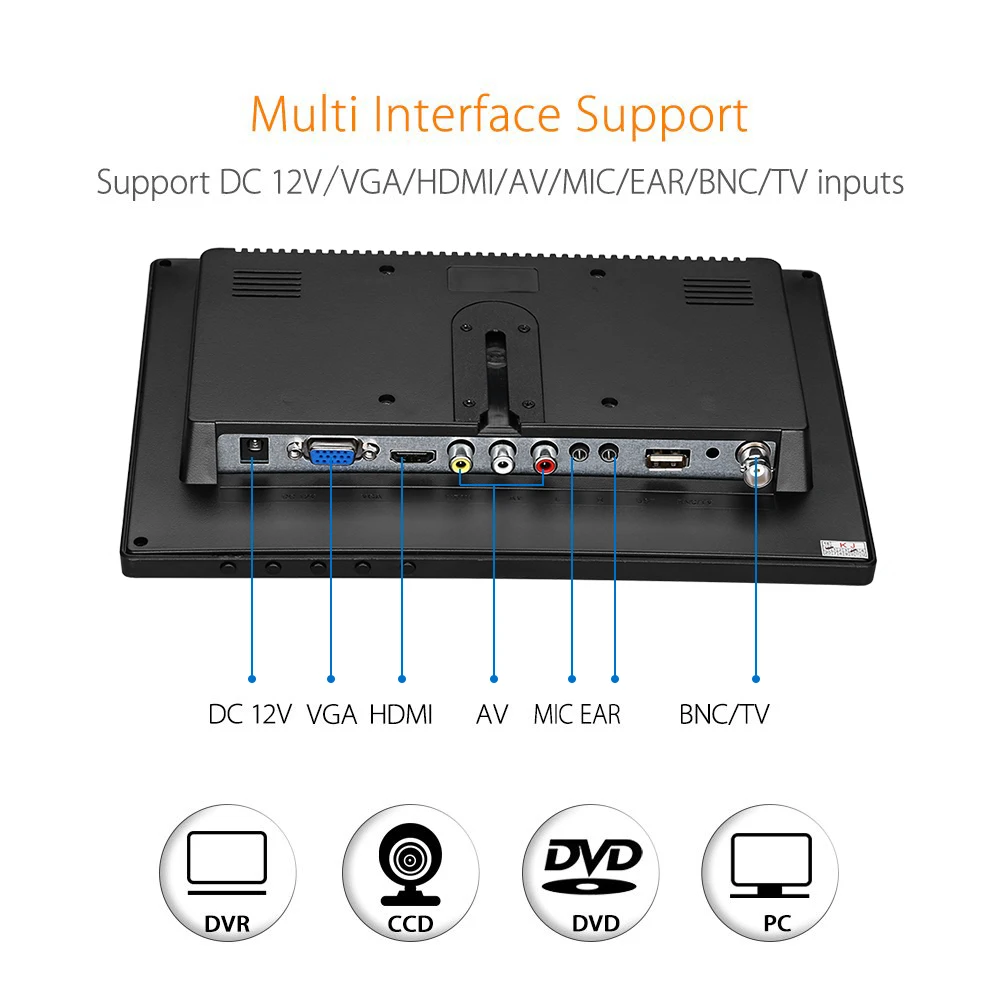 Eyoyo 10 1 Inch IPS LCD Monitor 1280x800 with HDMI VGA BNC AV Input for PC 5