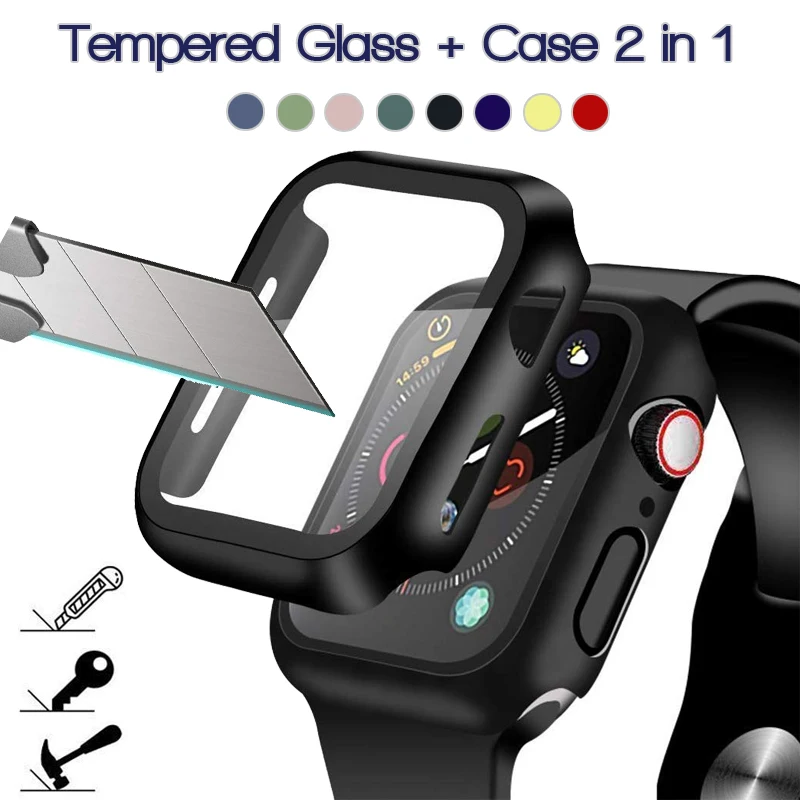 360 full Screen protector Auto Frame matte harte Fall für Apple uhr 6/SE/5/4/3/2/1 abdeckung Gehärtetem glas film für iwatch 4/5
