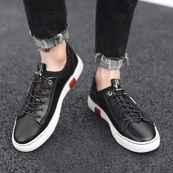 

AURONET Autumn And Winter Men Casual Shoes Hip-Hop Men Moccasins Shoes Genuine Leather Men'S Flats Shoes Calcados Masculino