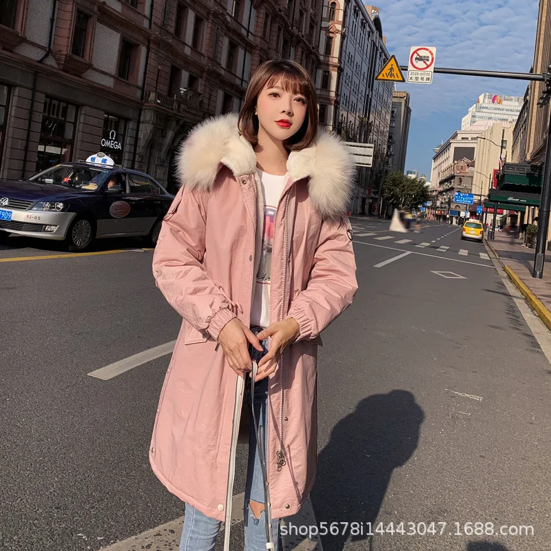 

2019 New Style Korean-style Fashion Network Red WOMEN'S Dress Boutique-Style Mid-length down Jacket Cotton-padded Clothes