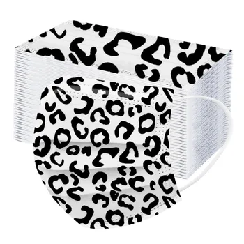 

100pcs Three-layer Disposable Adult Masks Dustproof Protective Leopard Printing Mask Unisex Dustprooof Non Woven Face Cover