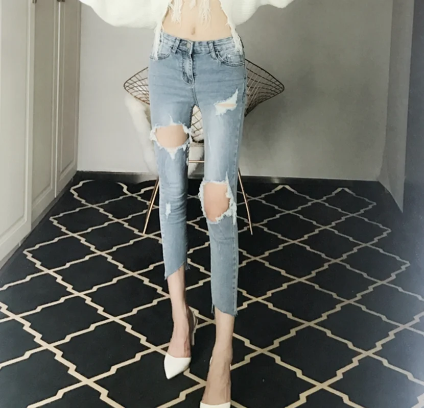 

Women's Ripped Jeans Summer 2020 New High Waist Slim Skinny Leggings Plus Size Jeans Woman Streetwear High Waist Jeans