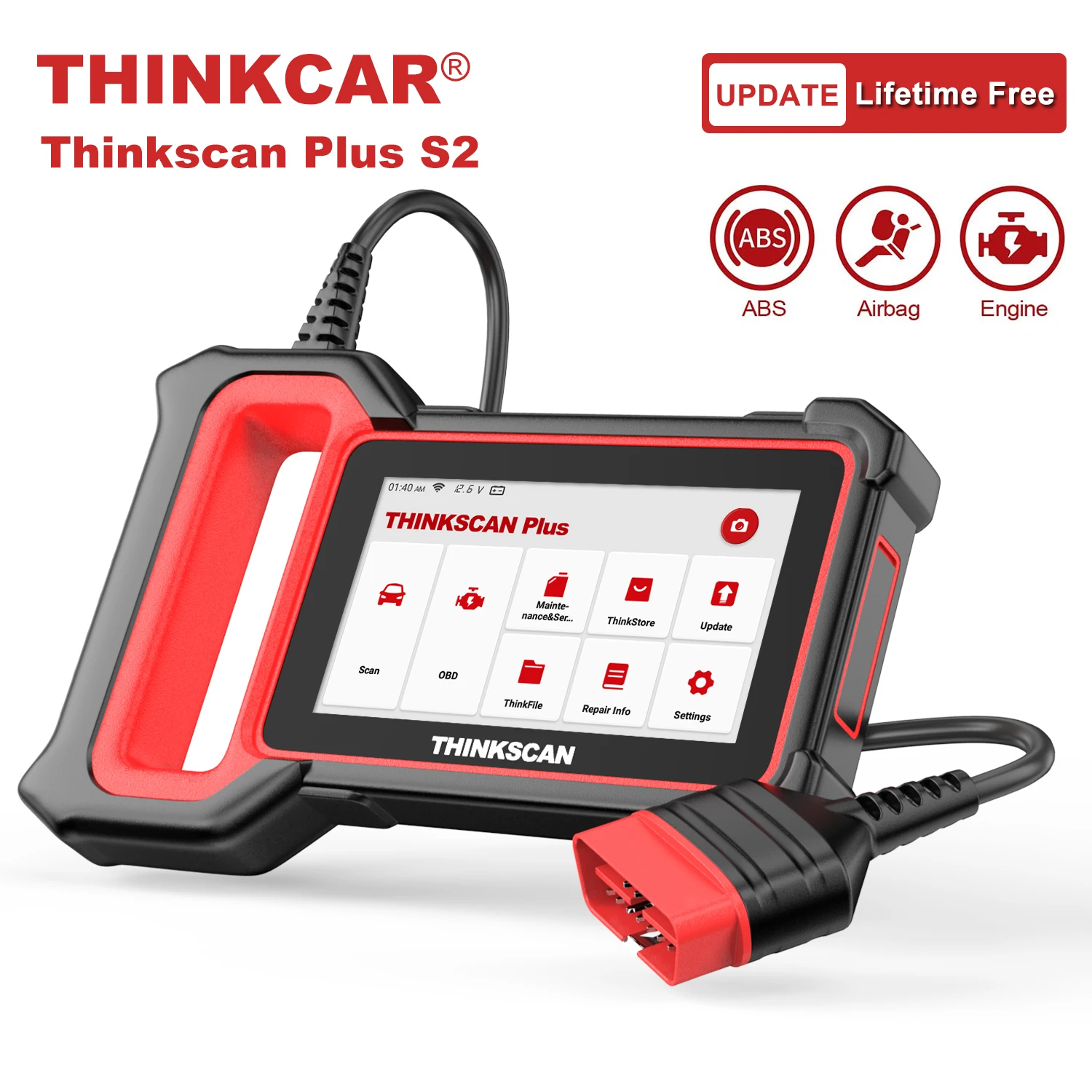 THINKCAR Thinkscan Plus S2 OBD2 автомобильный сканер ABS подушка безопасности для двигателя ДПФ