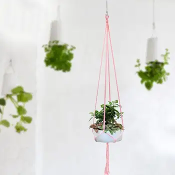 

1pc Handmade Macrame Plant Hanger Basket Flowerpot Plant Holder Macrame Hanging Knotted Lifting Rope Garden Home Garden Decor