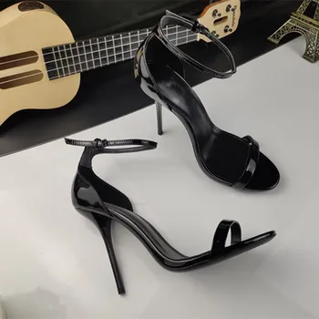 

New arrival 2020 fashion summer high heel women sandals genuine leather thin heels 10.5cm pumps sexy party shoes size 34-41