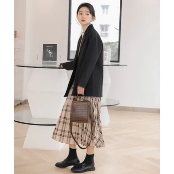 

Plaid Skirt Autumn And Winter New Elastic High Waist