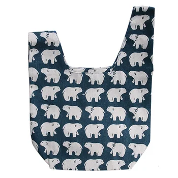 

Simple Knot Women Wrist Bag Walking Printed Pattern Japanese Style Linen Delicate Key Tote Coin Purse Portable Shopping Small