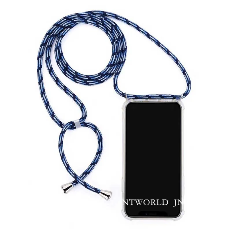 Blue White strap С роскошным ремешком через плечо чехол для iPhone прозрачная задняя крышка для iPhone 6 6S XS MAX 7 8 7 Plus 11Pro Max чехол - Цвет: Blue White strap