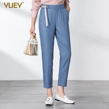 Новые женские джинсовые джинсы для лета с высокой талией, джинсы-шаровары с эластичной лентой свободного размера плюс, мягкие тонкие джинсы стрейч с поясом S 5XL