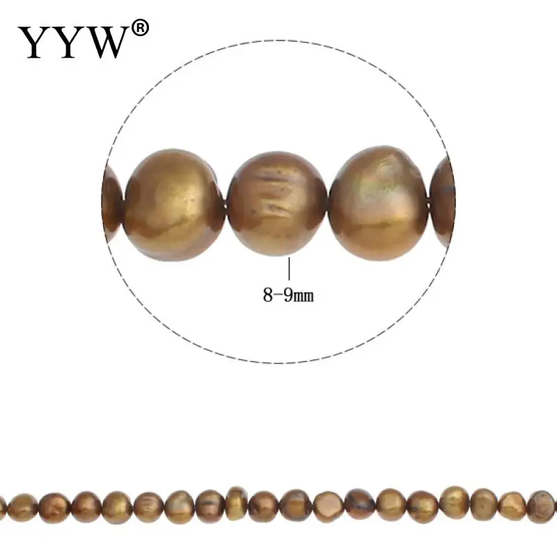 8-9mm Coffee Color Cultured Baroque Freshwater Pearl Beads Jewelry Pearl For Diy Making Necklace Earrings Hole 0.8mm 15 Inch