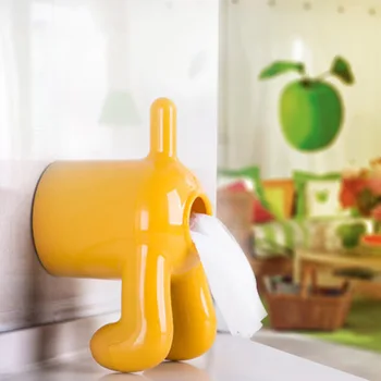 

Cute Dog Shape Toilet Roll Paper Box Eco-friendly PP Plastic Tissue Boxes Magic Sticker Napkin Case Toilet Accessories