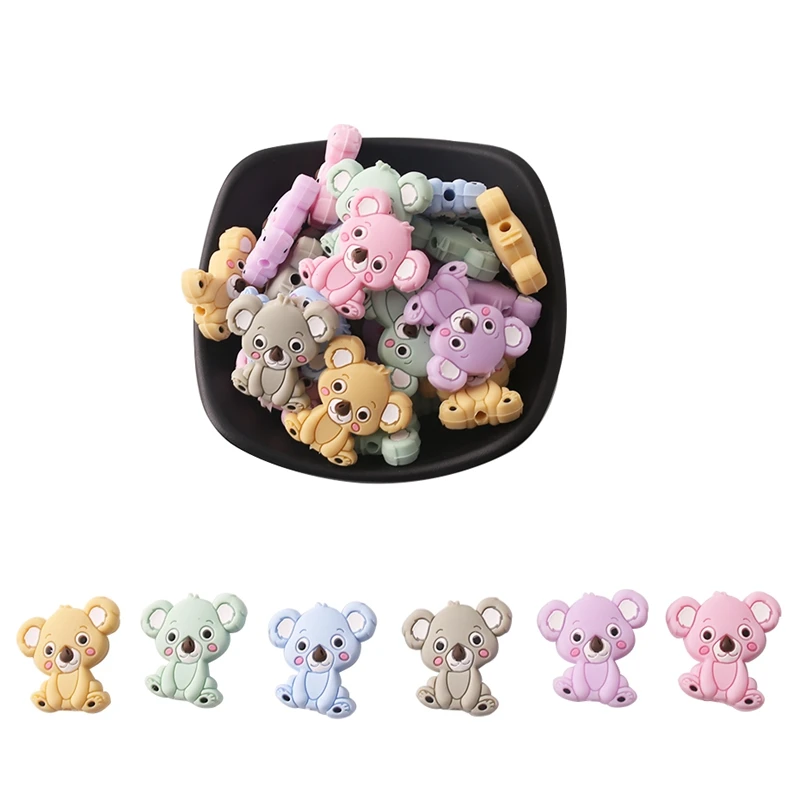1pc Silicone Baby Teether Food Grade BPA Free Baby Koala Beads Teething Necklace Rodents DIY Pacifier Clip Baby Products Toys