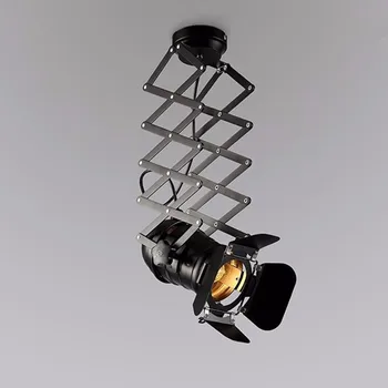 

Black Telescopic Loft Industrial Iron Spotlight Vintage Track Lights Nordic Ceiling Pendant Lamp Fixtures for Bar Cafe Sho