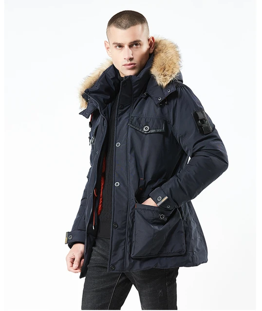 Chaqueta De Invierno Para Hombre Mantener El Calor Grueso De Algodón Acolchado Parkas Abrigos Largos Con De Piel Para Hom - Parkas - AliExpress
