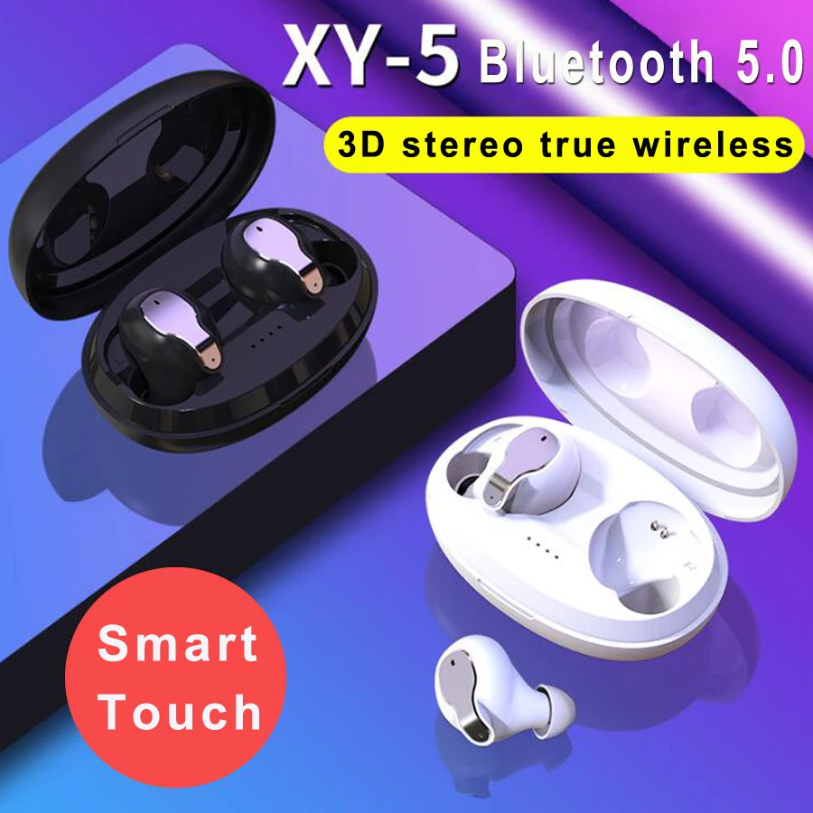 Модные V5.0 Bluetooth наушники XY-5 8D стерео мини Беспроводные наушники с микрофоном зарядная коробка беспроводные наушники
