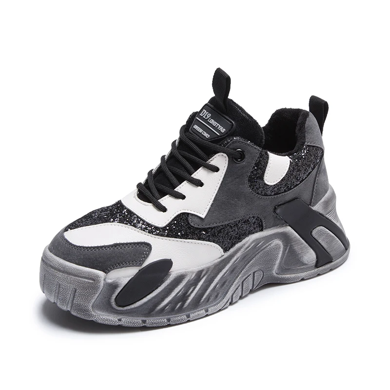 Grey Г.; роскошная женская обувь; повседневные кроссовки Dad Basket Femme; популярная женская дизайнерская обувь scarpe donna; Вулканизированная обувь; tenis feminino - Цвет: Grey