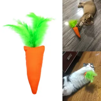 

Carrot Shape Cat Kitten Chew Toys Catnip Interactive Feather Bite Scrathing Toy