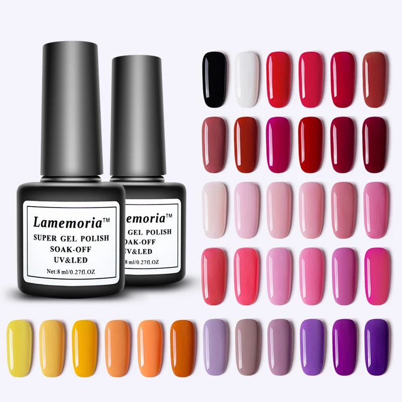 8ml Gel Nail Polish Red Pink Series Soak Off UV/LED Nail Gel Varnis Manicure Semi Permanent Nail UV Gel Lacquer Primer Base Coat