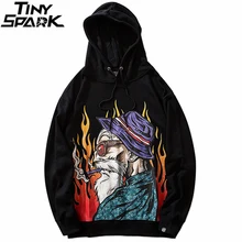 Мужская толстовка с капюшоном в стиле хип-хоп, уличная Толстовка Харадзюку, толстовка с капюшоном в японском стиле, пуловер с огненным пламенем, осенняя хлопковая толстовка