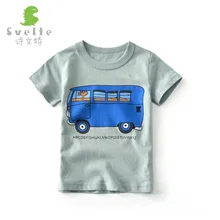 Wy1506 верхняя нарядная одежда для мальчиков футболка для детей с коротким рукавом, с рисунком из натуральный хлопок мультфильм футболка с изображением автомобиля стиль футболка