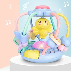Погремушка для новорожденных ручной работы с освещением и музыкой, детская игрушка-пазл для раннего развития, ручной крутящийся шар