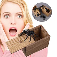 

April Fool's Day gift Wooden Prank Trick Practical Joke Home Office Scare Toy Box Gag Spider Mouse Kids Funny Play Joke Gift Toy
