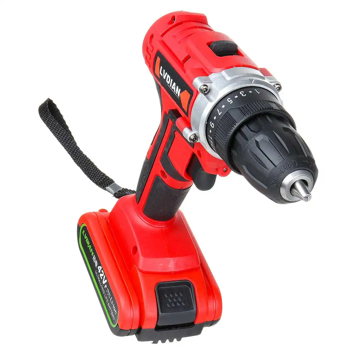 

42V Electric Drill Electric Cordless Drill Impact Drill Double Speed 50Nm Screwdriver 25+1 Torque LED Light w/ 2 Battery Polishe