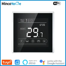 Tuya Smart Home Wifi Thermostat for Electric/Boiler/Actuator 16A 3A Google Home Alexa Voice Control Tempered Glass White Frame