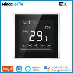 Tuya Smart Home Wifi Thermostat for Electric/Boiler/Actuator 16A 3A Google Home Alexa Voice Control Tempered Glass White Frame