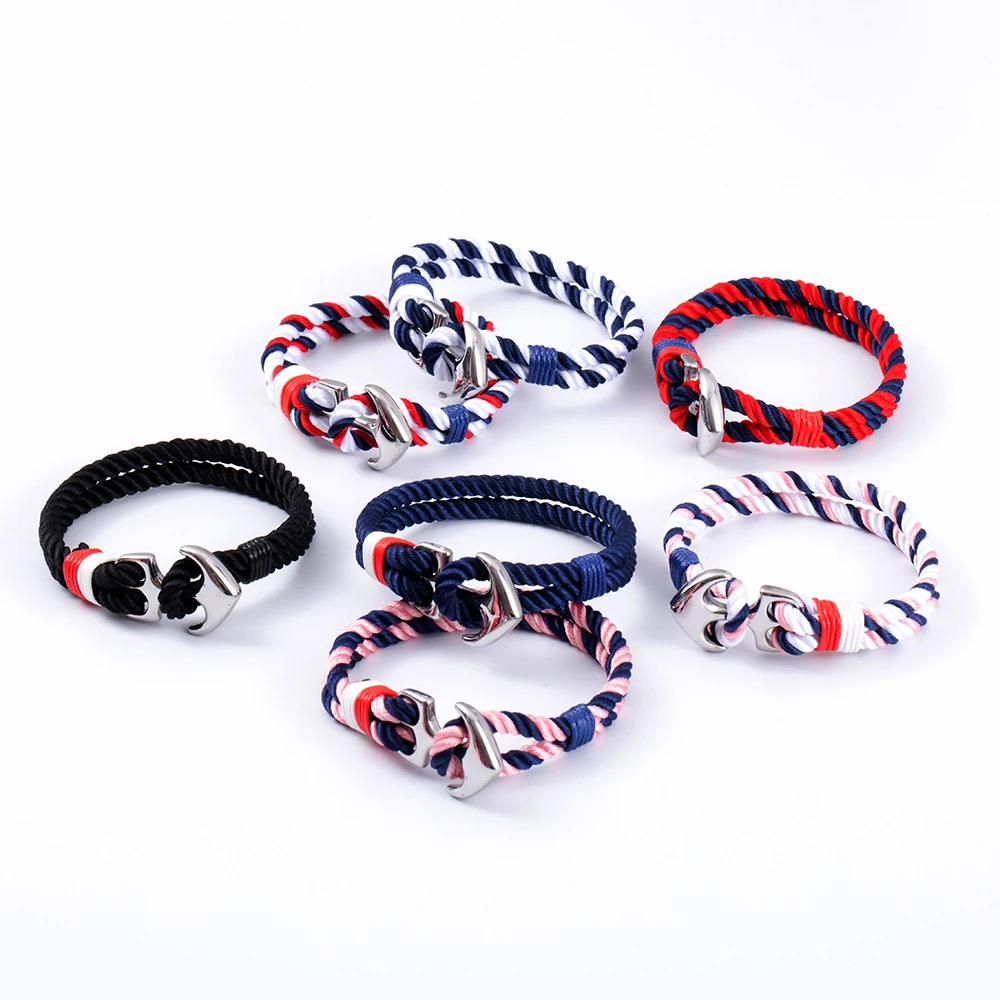 Bracelet Jewelry Stainless Steel Anchor Bracelets Men Nautical Survival Rope Chain Paracord Bracelet Male Wrap Metal Sport Hooks Eif Dock