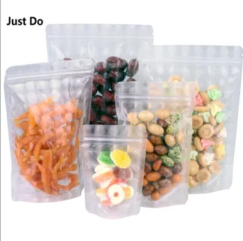 

100pcs PET Transparent Zip Lock Plastic Bags clear Plastic coffee Bag Ziplock Stand Up Food Spice Powder flour Packaging Bag