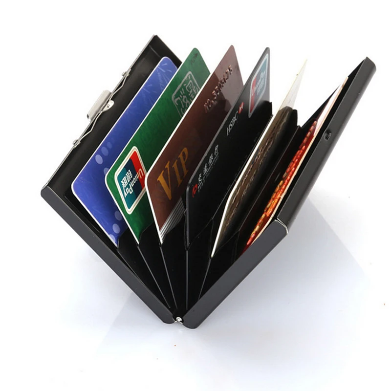 1pcs Stainless Steel Credit Card Box Case Holder Slim Anti Protect Travel ID Cardholder Women Rfid Wallet Metal Porte Carte |