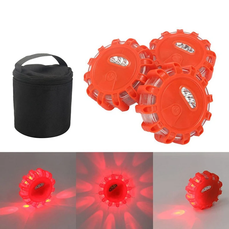 

LED Road Flares Emergency Red Safety Light Flashing Roadside Beacon Traffic Light Roadway Safety