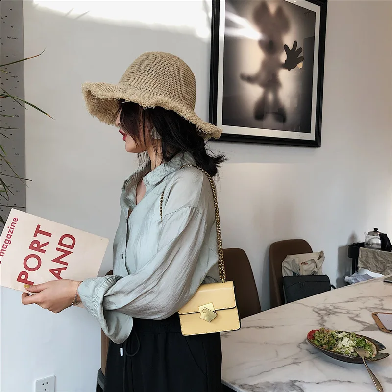 

New Arrival Bag Women's 2019 Summer New Style Korean-style Versatile Crossbody Bag Chain Simple Fashion Small Square Bag