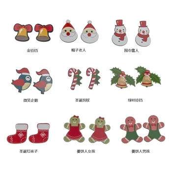 

new Christmas Earrings Golden Bell Hat Socks Santa Claus Crutches Gingerbread Man Scarf Snowman for women Gift New Year Jewelry