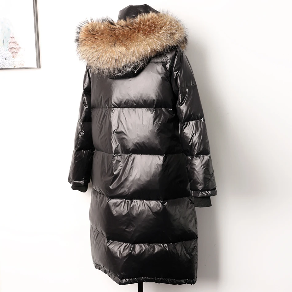 Женская куртка на утином пуху, натуральный Лисий мех, большой воротник, зимнее пальто, куртка, Женская куртка на утином пуху, теплое длинное пуховое пальто, парка Parker