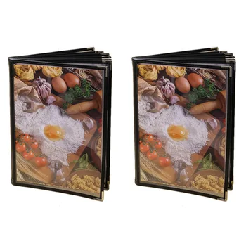 

2 Pack Transparent Restaurant Menu Covers for A4 Size Book Style Cafe Bar 8 Pages 16 View